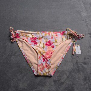 Floral Print Bikini Bottom L Adjustable Side Ties Medium Coverage Hipster Style